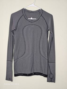 lululemon athletica Black and White Striped Performance Top